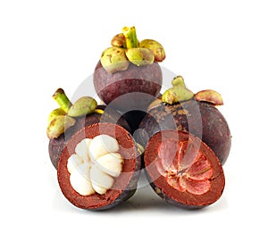 Fresh mangosteen on white background