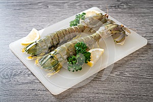 fresh mantis shrimp with lemon