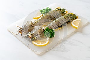 fresh mantis shrimp with lemon