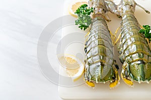 Fresh mantis shrimp with lemon