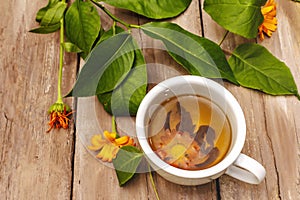 Tea made from fresh marigold flowers