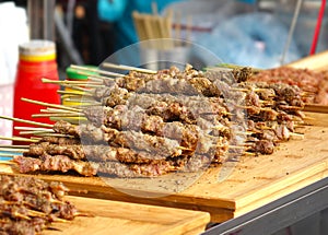 Fresh meat skewers with Mideast spices