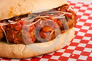 Fresh meatball sub sandwich for lunch photo