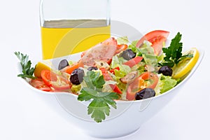 Fresh Mediterranean salad with extra virgin olive oil
