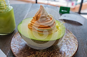 Fresh Melon with Soft Cream