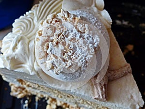 Fresh meringue cake. Meringue translated from French - kiss is a French pastry made from baked whipped egg whites and sugar.
