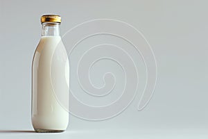 Fresh Milk Bottle on Neutral Background