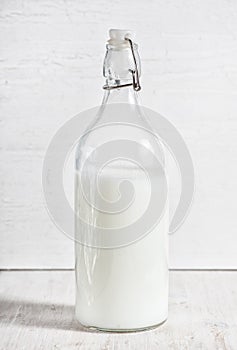 Fresh milk in old fashioned bottle