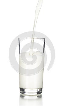 Fresh milk pouring into a glass