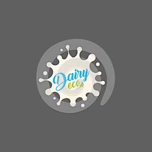 Fresh Milk splash vector icon. White blot, drop illustration. Dairy logo template. Yogurt and cream sign design. photo