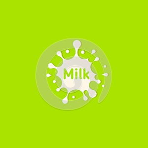 Fresh Milk splash vector icon. White blot, drop illustration. Dairy logo template. Yogurt and cream sign design. photo