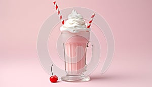 Fresh milkshake, fruity cocktail, chocolate dessert, summer refreshment, gourmet ice cream generated by AI