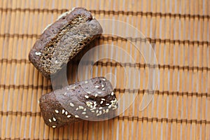 Fresh mini bread on wooden backround