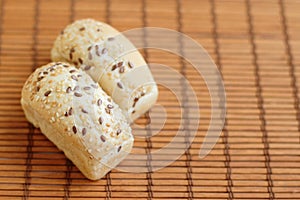 Fresh mini bread on wooden backround