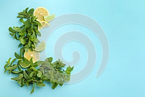 Fresh mint leaves and citrus fruit