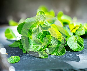 Fresh mint on a table