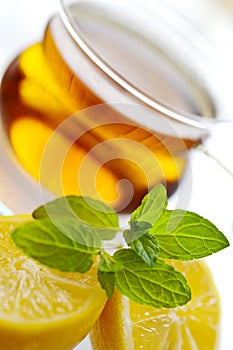 Fresh Mint tea in glass cup