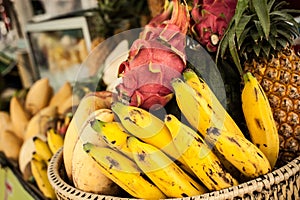 Fresh mix exotic fruit at grocery street market