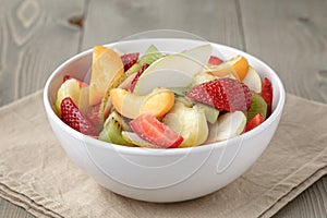 Fresh mix fruit salad with strawberry, kiwi and