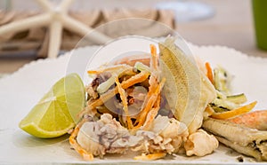 Fresh mixed fried fish