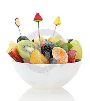 Fresh mixed fruit salad in a bowl