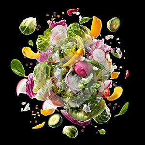 Fresh Mixed Salad With Vibrant Vegetables on a White Background for Healthy Eating