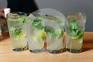 Fresh Mojito Cocktails with Lime and Mint