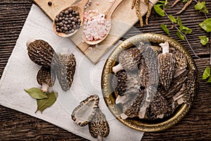 Fresh morchella conica, seasonal mushrooms