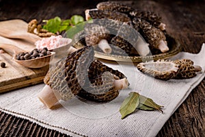 Fresh morchella conica, seasonal mushrooms