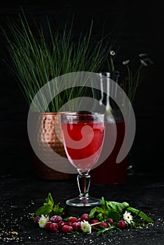 Fresh Morse of Cranberry Berries In a glass.