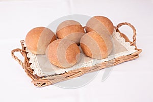 Fresh mouth-watering buns. Several delicious round buns