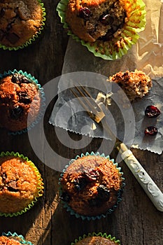 Fresh Muffins with Chocolate or Fruits