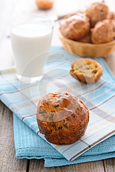 Fresh muffins and glass of milk