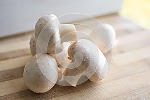 Fresh mushrooms on a cutting board