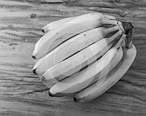 Fresh natural banana bunch Black and white style photo