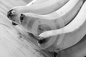 Fresh natural banana bunch Black and white style photo
