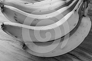 Fresh natural banana bunch Black and white style photo