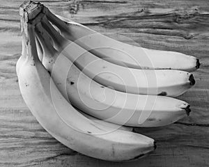 Fresh natural banana bunch Black and white style photo