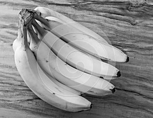 Fresh natural banana bunch Black and white style photo