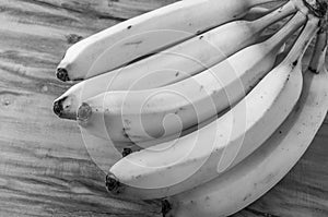 Fresh natural banana bunch Black and white style photo