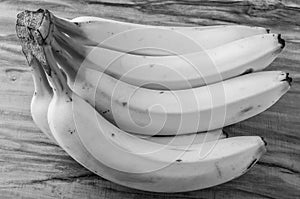 Fresh natural banana bunch Black and white style photo