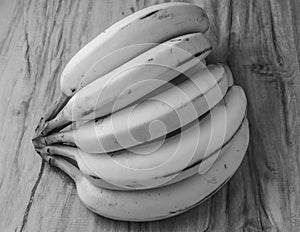 Fresh natural banana bunch Black and white style photo