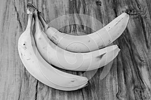 Fresh natural banana bunch Black and white style photo