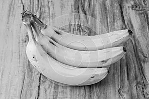 Fresh natural banana bunch Black and white style photo