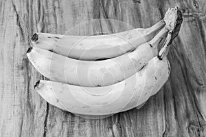 Fresh natural banana bunch Black and white style photo