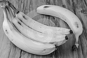 Fresh natural banana bunch Black and white style photo