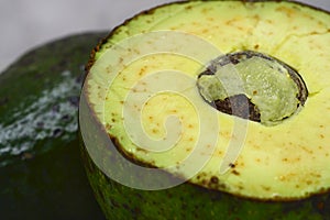 Fresh and natural split avocado with core