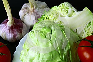 Fresh natural vegetables on black background