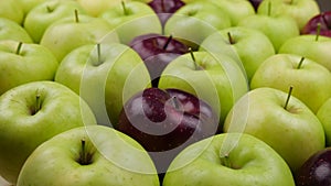 Fresh nature apples background. Natural Apple harvest from tree. Grocery store, department of fruits and vegetables.