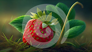 Fresh nature summer fruit ripe organic strawberry ,generative AI